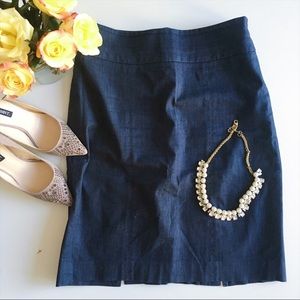 LOFT pencil skirt navy denim chambray